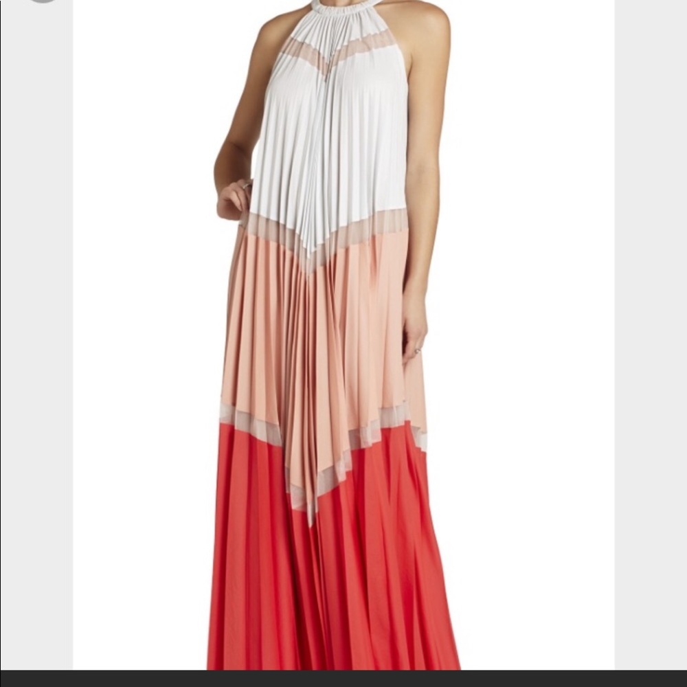 BCBG pleated color block maxi dress
